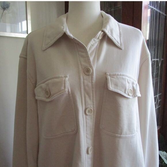 Good American Cream Cotton Shacket Oversized Button Up 1/2 S/M - Picture 8 of 17